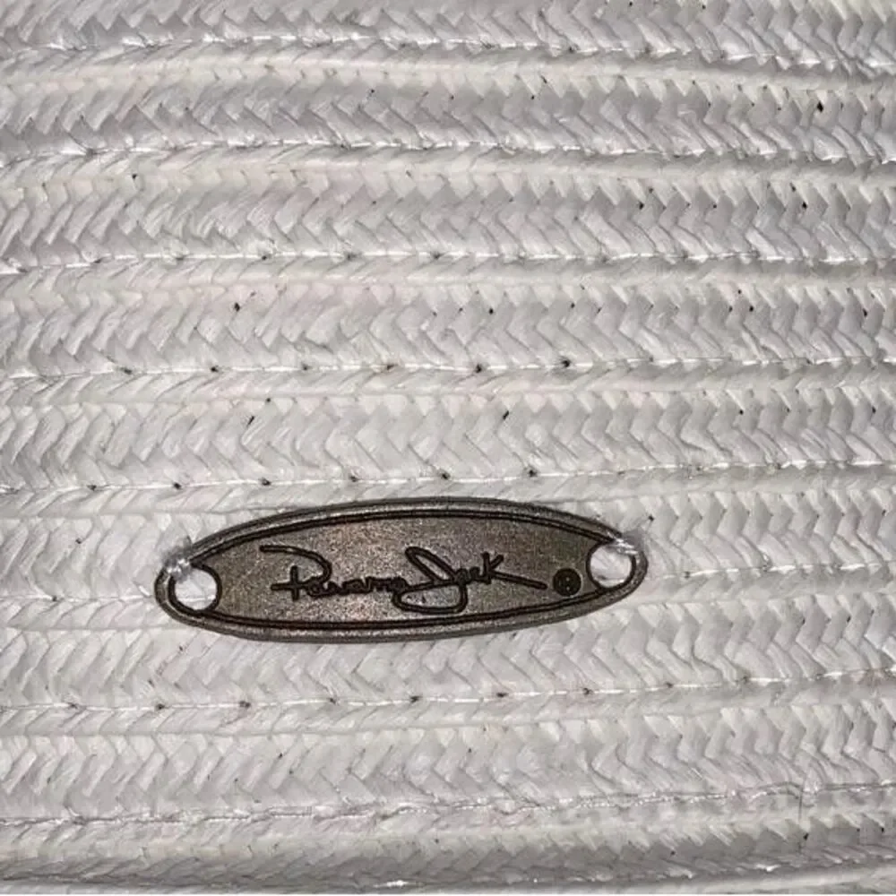 Panama Jack White Straw Hat Women's One SIze Brown Band Brim Woven Summer Beach